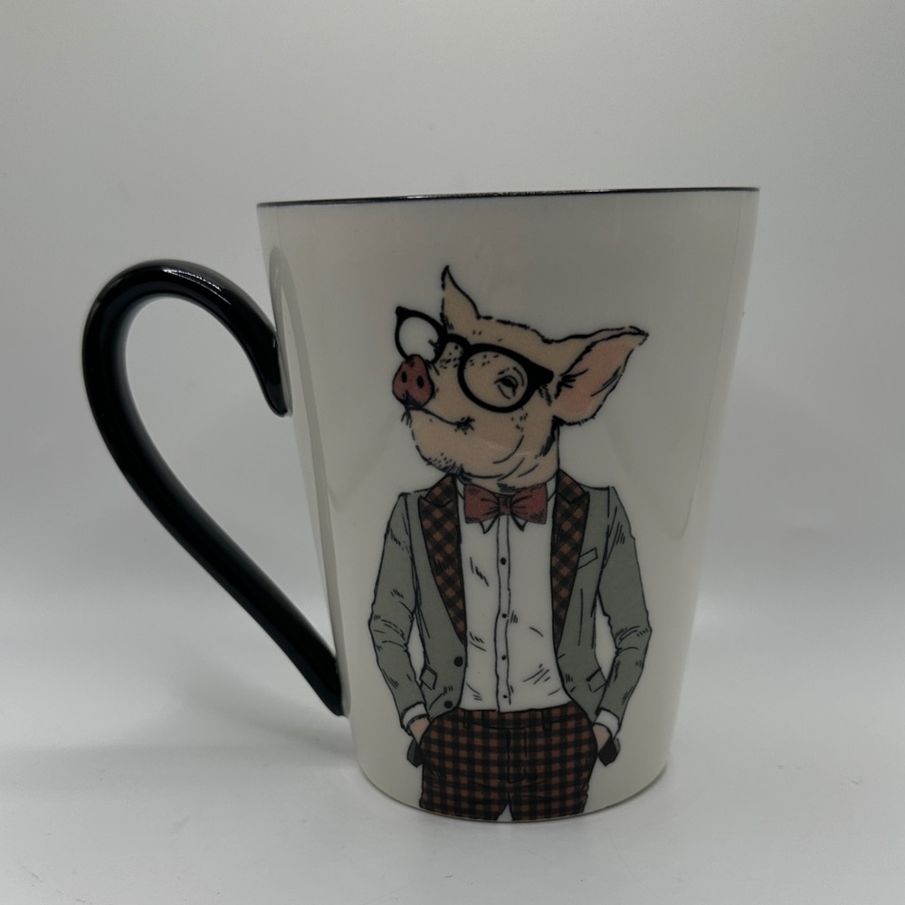 Signature Studio Black and White Pig Design Mug